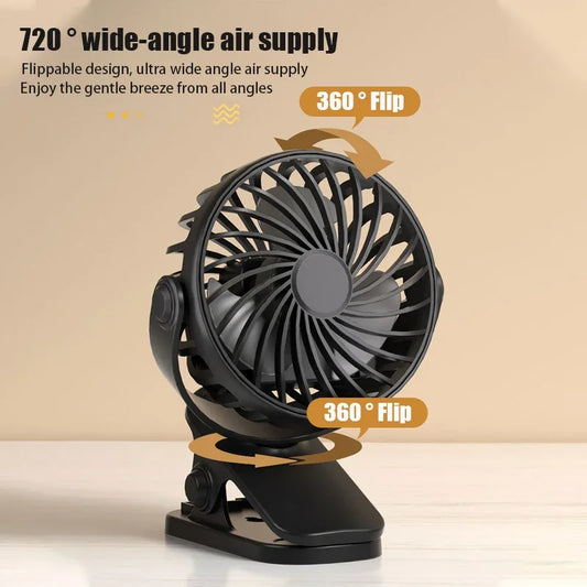 Ventilateur rechargeable rotatif à 720 °