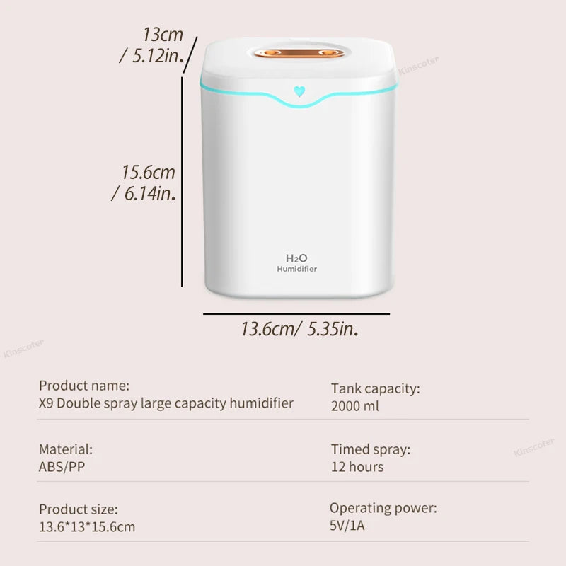 Humidificateur d'air à double pulvérisation 2000 m