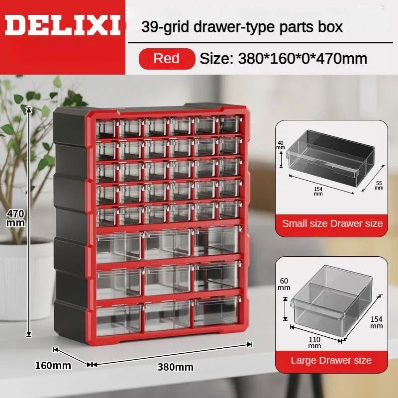 Boîtes de rangement en plastique dur pour outils, pièces d'outils, vis, coffre à outils, tiroirs, travail, professionnel, maison, outils, emballage