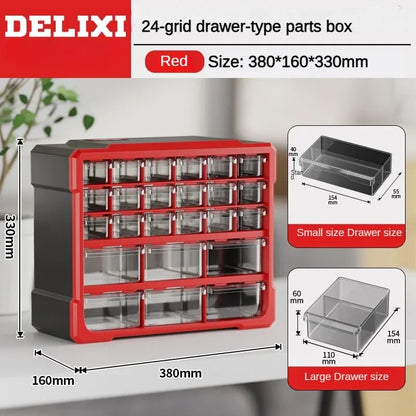 Boîtes de rangement en plastique dur pour outils, pièces d'outils, vis, coffre à outils, tiroirs, travail, professionnel, maison, outils, emballage