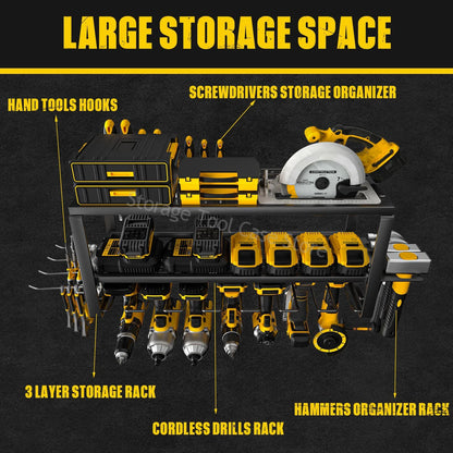 Organisateur d'outils électriques à 3 niveaux, armoire à outils murale