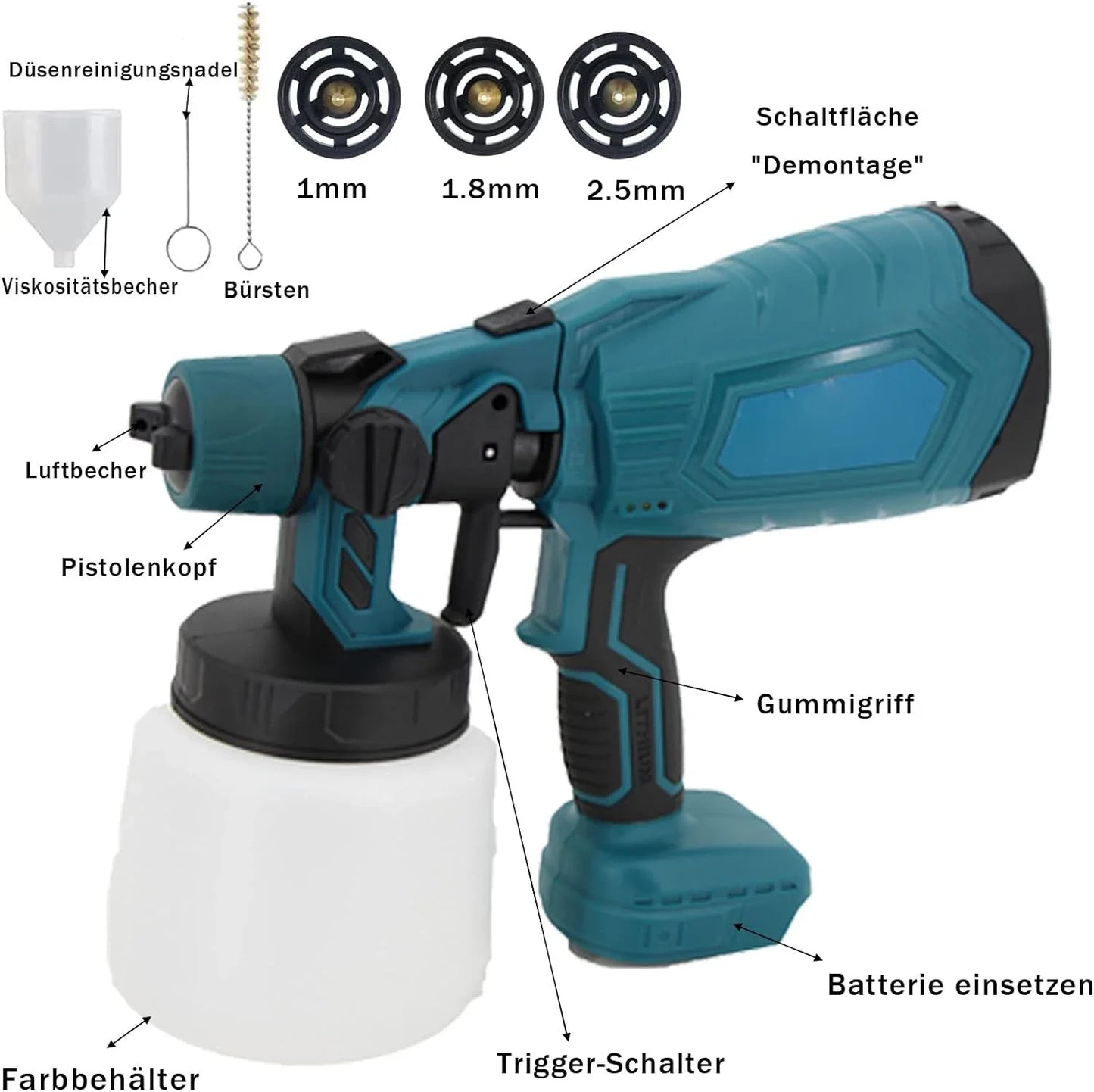 Pistolet pulvérisateur électrique sans fil à batterie