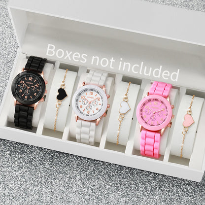 Lot de 6 montres à quartz en silicone pour femme