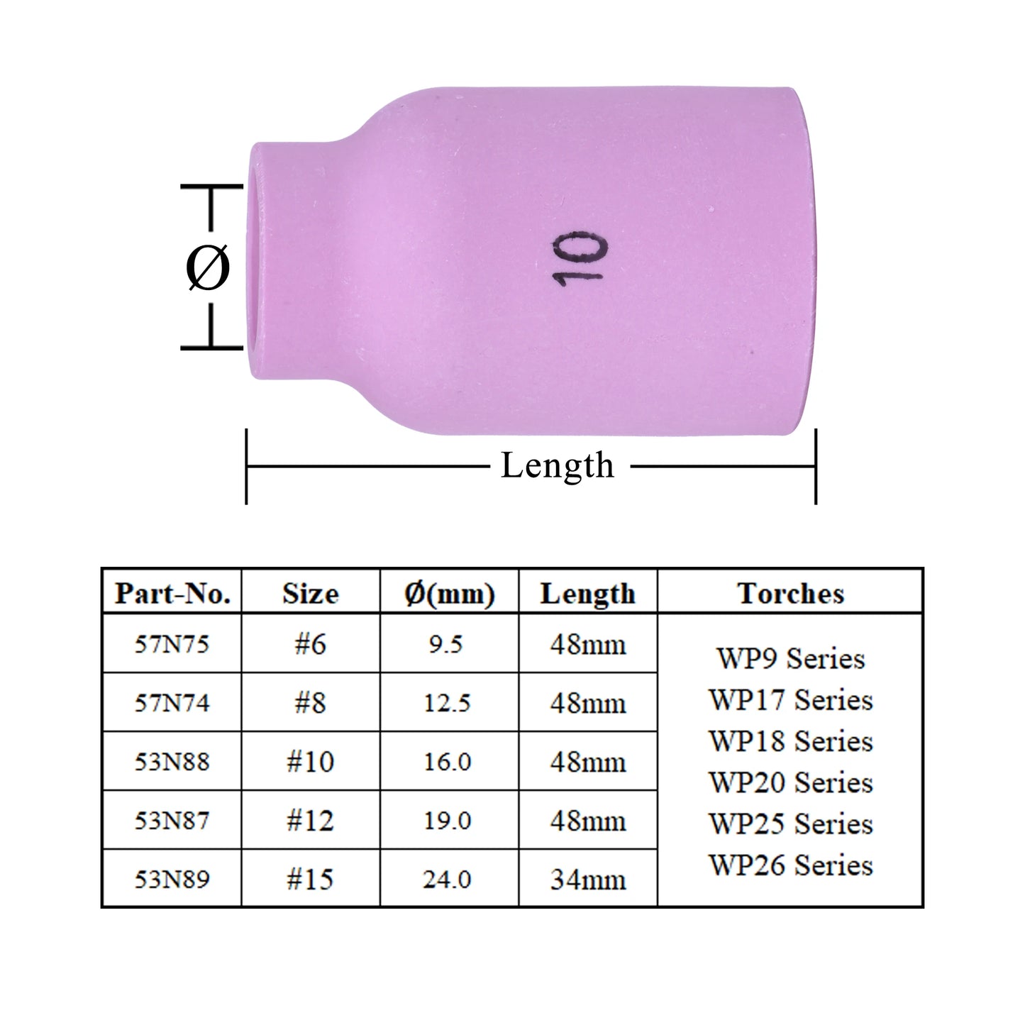 Lot de 10 buses en alumine 48/34 mm