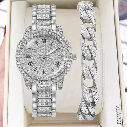 Lot de 2 montres de luxe à diamant pour femmes